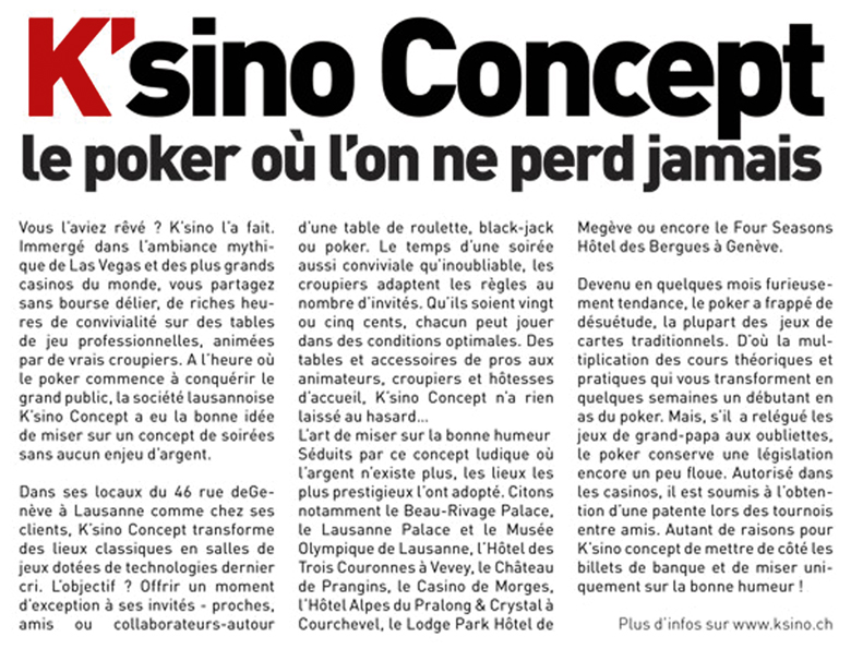 K&rsquo;sino Concept Magazine TENDANCES Juin 2008